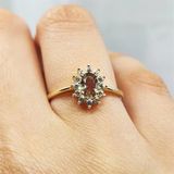 1,05Ct Zultanit 0,30Ct Pırlanta(Signty) Taşlı Anturajlı Vintage Tasarım Modern 925 Ayar Gümüş Yüzük
