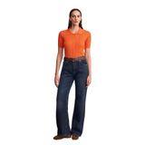 10781 Polo Yaka Ajurlu Triko Bluz-Oranj STD