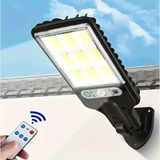 108 Cob LED Kumandalı Güneş Enerjili Hareket Sensörlü Bahçe Garaj Sokak Aydınlatma Lambası Sokak Lambası - Siyah