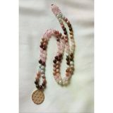 ,108 Li Mala Doğaltaş Kolye (Lal(Granat,garnet),ay Taşı, Güneş Taşı,pembe Kuvars )