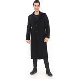 1080 Erkek Siyah Ceket Yaka Uzun Palto - 3XL