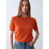 10872 Lyocell Karışımlı Minimal Bluz-Oranj STD