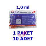 (10'Lu 1 Paket) 1.0 Ml Bd Micro-Fine Plus İnsülin Enjektörü