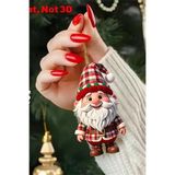 10'Lu Ahşap Noel Cüce Süs Seti | 2D Düz Baskı Renkli Asma Dekorları / Ev & Parti & Hediye Etiketi Vitrin