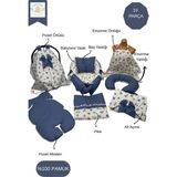 10’lu Babynest Puset Örtüsü Alt Açma Emzirme Yastığı Emzirme Önlüğü Ana Kucağı Happy Baby Dikiş Atölyesi - Lacivert - Beyaz