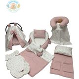 10’lu Babynest Puset Örtüsü Alt Açma Emzirme Yastığı Emzirme Önlüğü Ana Kucağı Happy Baby Dikiş Atölyesi - Pembe - Beyaz