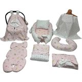 10’lu Babynest Puset Örtüsü Alt Açma Emzirme Yastığı Emzirme Önlüğü Ana Kucağı Happy Baby Dikiş Atölyesi - Pembe