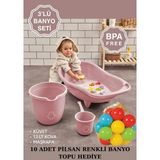 10'lu Banyo Topu Hediye - Bebekler Için 3'lü Küvet Seti -Bebek Çocuk Seti,y - Pembe