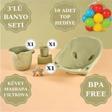 10'lu Banyo Topu Hediye - Bebekler Için 3'lü Küvet Seti -Bebek Çocuk Seti,y - Yeşil