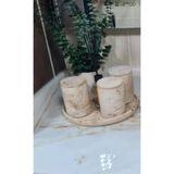 10lu Bej Mermer Desenli Görünümlü Banyo Seti ,sıvı Sabunluk Diş Fırçalığı Beton Aksesuar TR-1001