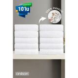 10'lu Beyaz El Havlusu - 50x90 Cm, 225 Gr, %100 Pamuk, Spa Ve Otel Havlusu, Günlük Kullanıma Uygun Beyaz