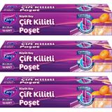 10'lu Çift Kilitli Buzdolabı Poşeti Büyük Boy 26 x 28 cm Üçlü Paket