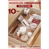 10'lu Çok Amaçlı Çekmece Içi Düzenleyici Set Şeffaf Organizer Makyaj Takı Organizeri