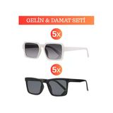 10'Lu Düğün Paketi Wedding Gözlük Seti Uv400 – Gelin Damat İçin Siyah & Beyaz – Düğün Aksesuarı