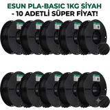 10'lu Fırsat Paketi Esun Siyah Pla Basic Filament 1.75 mm 3D Yazıcı Hammaddesi 1 kg