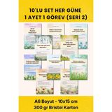 10'lu Her Güne 1 Ayet 1 Görev Kartları Seri 2 - 300 gr Bristol Karton A6 Manevi Gelişim Motto Kartı