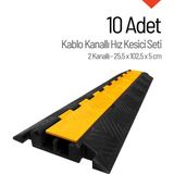 10'lu Kablo Kanallı Hız Kesici Seti 2 Kanallı, Yol Kasisi 25,5 x 102,5 x 5 cm