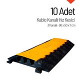 10'lu Kablo Kanallı Hız Kesici Seti 3 Kanallı, Yol Kasisi 96 x 50 x 7 cm
