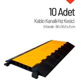 10'lu Kablo Kanallı Hız Kesici Seti 5 Kanallı, Yol Kasisi 90 x 50,5 x 5,5 cm