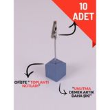 10'lu Metal Not Tutucu Metal Kıskaçlı Notluk Gri Masaüstü Not Tutacağı