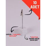 10'lu Metal Not Tutucu Metal Kıskaçlı Notluk Mermer Desenli Masaüstü Not Tutacağı - 10 Adet