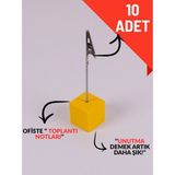 10'lu Metal Not Tutucu Metal Kıskaçlı Notluk Sarı Masaüstü Not Tutacağı