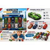 10'Lu Metal Oyuncak Araba Seti Karışık Modeller Yarış Polis İtfaaiye Ambulans 3+ Yaş