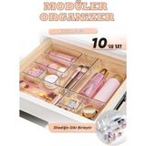 10'lu Modüler Makyaj Malzemeleri ve Takı Organizeri Çekmece Düzenleyici Set