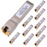 10'Lu Paket 10G Sfp Rj45 Bakır Alıcı-Verici, 10G T Bakır Modül 10Gbase-T Sfp Cat.6a/7, 30 Metreye Kadar, Cisco, Ubiquiti, Netgear, D-Link, Superm
