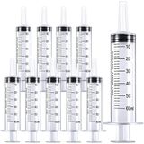 10'lu paket 60 ml şırınga, dudak parlatıcısı için büyük plastik şırıngalar, kateter ucu şırıngası, tek tek mühürlü, ölçüm ve uç kapaklı, dağıtım, sulama, doldurma, besleme, yağ tutkalı aplikatörü için