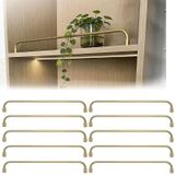 10'lu paket 66 cm altın alüminyum raf koruyucu ray seti, ahşap raflar, mutfak dolapları ve kitap rafları için dekoratif düşme önleyici çit, devrilme rayı, metal raf desteği