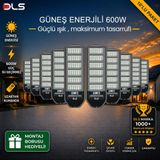 10'lu Paket DLS 600W Güneş Enerjili Solar Sokak ve Bahçe Lambası, LiFePO4 Bataryalı, IP66, Hareket Sensörlü, Uzaktan Kumandalı LH99-600