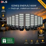 10'lu Paket DLS 600W Güneş Enerjili Solar Sokak ve Bahçe Lambası, LiFePO4 Bataryalı, IP66, Hareket Sensörlü, Uzaktan Kumandalı LH99-600