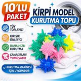 10’lu Paket Kirpi Model Tüy Toplayıcı Kırışık Önleyici Çamaşır Kurutma Topu - 1 W