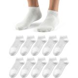 10'lu Pamuklu Dikişsiz Düz Gündelik Klasik Erkek Kadın Sneaker Çorap, Bilek Boy Kısa Spor Koşu Yürüyüş Çorabı 3007 - 35 - 38 - Beyaz