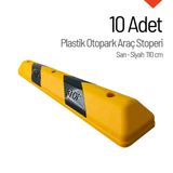 10'lu Plastik Oto Park Araç Stoperi 110 cm Sarı-Siyah