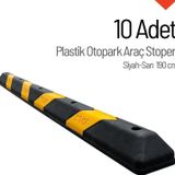 10'lu Plastik Oto Park Araç Stoperi 190 cm Siyah-Sarı