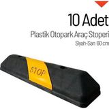 10'lu Plastik Oto Park Araç Stoperi 60 cm Siyah-Sarı