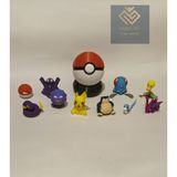10'lu Pokemon Seti ve 1 Adet Poke Topu (No:2) - Siyah - Kırmızı - Mavi - Beyaz