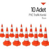 10'lu Pvc Trafik Konisi Seti 75 cm Trafik Dubası
