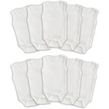 10'Lu Ribana Bebek Atlet Body Zıbın Raporlu Çıtçıtlı Beyaz 100% Pamuk - Ribana Bebek Body Zıbın