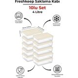 10'lu Saklama Kabı 4 Litre Derin Dondurucu Mikrodalga Uyumlu - Şampanya