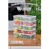 10'lu Set Saklama Kabı, 10 Adet 2500ml Kare Şeffaf Kendinden Kapaklı Saklama Kabı, BPA İçermez, Buzdolabı, Dondurucu ve Dolap Organizeri