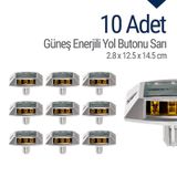 10'lu Set Sarı Güneş Enerjili Çakar Yol Butonu, Ankrajlı