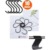 10'lu Siyah Metal Kanca Set, 7,5 Cm, Es, S ve Banyo Kullanımı - Seçenek 1 - Ahşap