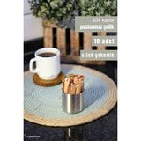 10'lu Stick Şekerlik 6.5 cm | 304 Kalite Paslanmaz Çelik Yuvarlak Stik Şekerlik | Çubuk Poşet Şekerlik - Metalik