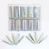 10Lu Tırnak Süsleme Folyosu Holografik Geometri Dizayn Nail Art Transfer Folyo Wnf-273