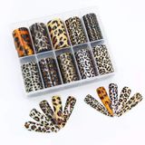 10Lu Tırnak Süsleme Folyosu Leopar Dizayn Nail Art Transfer Folyo