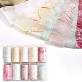 10Lu Tırnak Süsleme Folyosu Renkli Mermer Dizayn Nail Art Transfer Folyo