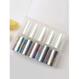 10Lu Tırnak Süsleme Folyosu Şeffaf Ve Koyu Holografik Dizayn Nail Art Transfer Folyo Wnf-045